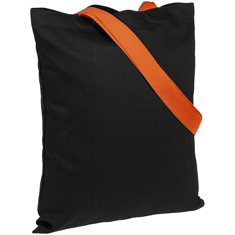 Холщовая сумка BrighTone, черная с оранжевыми ручками - рис 2.