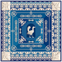 Платок Птица дивная, синий