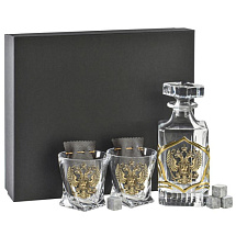 Подарочный набор для виски в подарочной коробке 2 бокала Двуглавый орел
