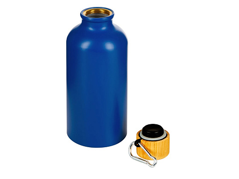 Матовая спортивная бутылка Hip S Bamboo с карабином и объемом 400 мл, синий - рис 2.