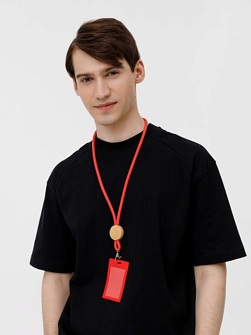 Шнурок для бейджа Tube Wood, красный - рис 10.