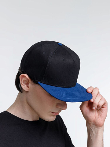 Бейсболка Foreside с прямым козырьком, черная с синим - рис 7.