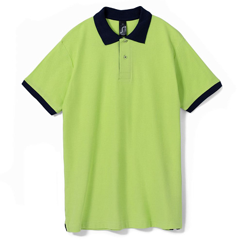 Рубашка поло Prince 190, зеленое яблоко с темно-синим - рис 2.