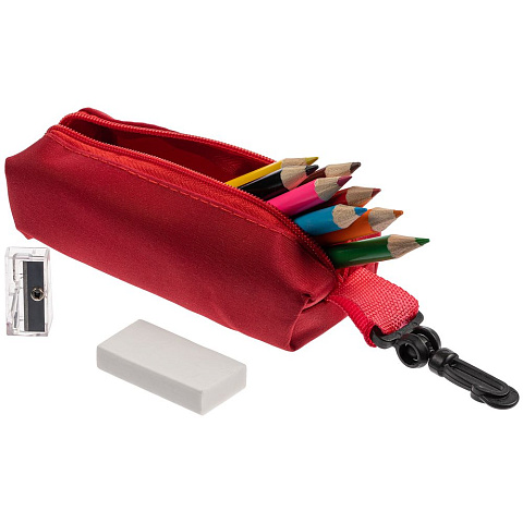 Набор Hobby с цветными карандашами, ластиком и точилкой, красный - рис 2.