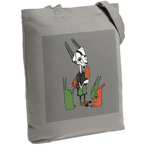 Холщовая сумка «Зайцы и морковное мороженое», серая - рис 2.