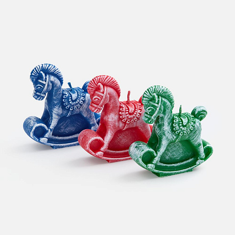 Свеча фигурная «Лошадка-качалка», красная - рис 4.