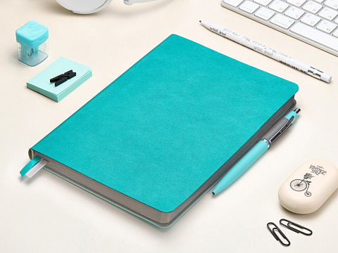 Ежедневник А5 датированный Boston 2026, морская волна с серым обрезом - рис 12.