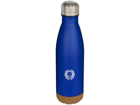 Бутылка для воды Cove из нержавеющей стали с двойными стенками и вакуумной изоляцией, объемом 500 мл, с пробковыми деталями - Ярко-синий - рис 4.