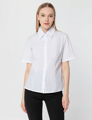 Рубашка женская с коротким рукавом Collar, белая - рис 2.