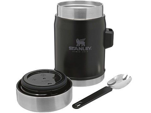 Банка для еды объемом 400 мл с ложкой-вилкой Stanley Legendary - черный матовый - рис 4.