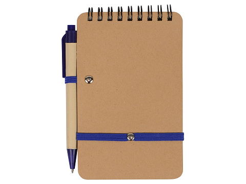 Набор канцелярский с блокнотом и ручкой Masai, 70 л. нелинованных, синий - рис 6.