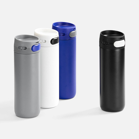 Термостакан X1 с цветной кнопкой, белый с черным - рис 7.