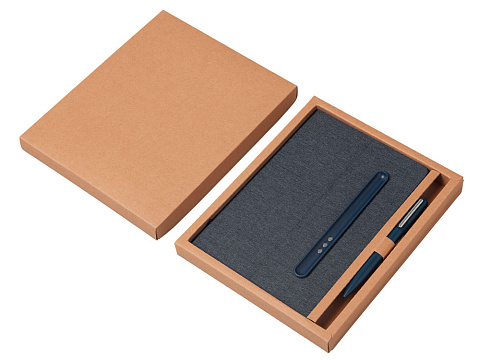 Набор блокнот А5 с магнитным держателем для ручки и подставкой для телефона и металлической шариковой ручкой NotaBene, темно-синий - рис 12.