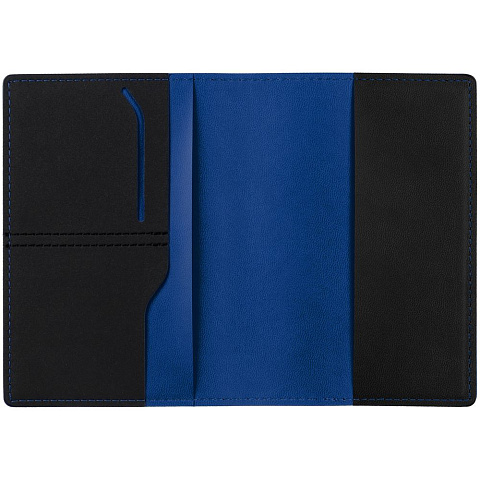 Обложка для паспорта Multimo, черная с синим - рис 2.