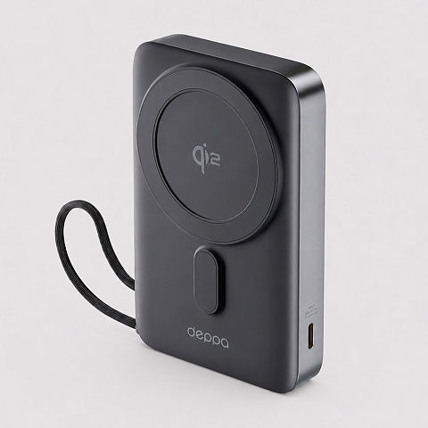 Внешний АКБ NRG MageSafe QI2 10000 мА-ч, 15Вт QI, серый, Deppa