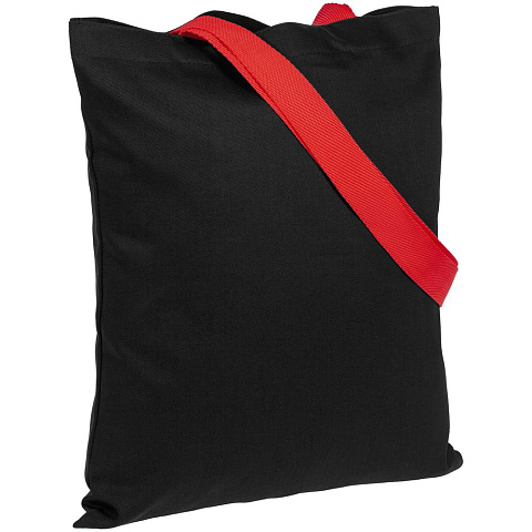 Холщовая сумка BrighTone, черная с красными ручками - рис 2.