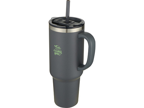 Sydney медная кружка с двойными стенками, сертифицированная согласно RCS, с вакуумной изоляцией и соломинкой, 1200 мл - Серый - рис 7.