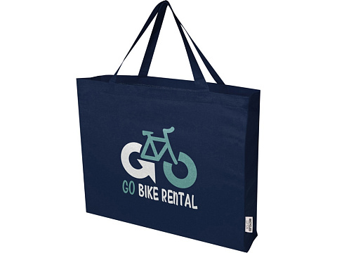 Odessa большая эко-сумка из переработанного хлопка, сертифицированного согласно GRS, плотностью 220 г/м² - Темно - синий - рис 6.