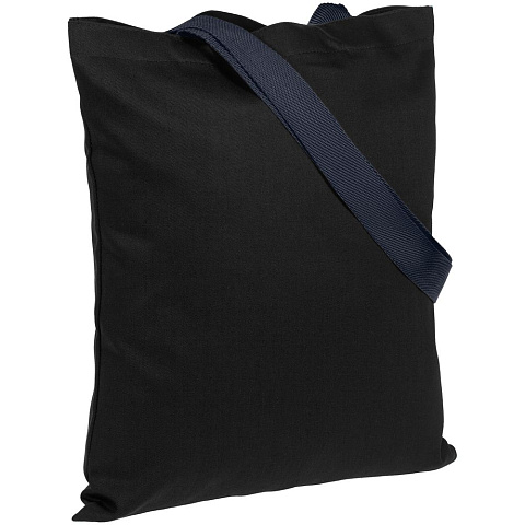 Холщовая сумка BrighTone, черная с темно-синими ручками - рис 2.