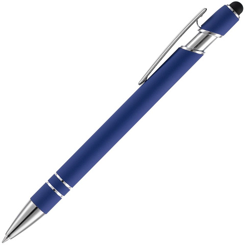 Ручка шариковая Pointer Soft Touch со стилусом, темно-синяя - рис 3.