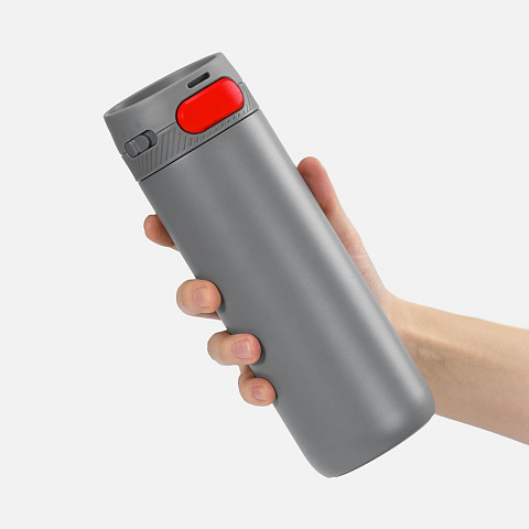 Термостакан X1 с цветной кнопкой, серый с красным - рис 5.