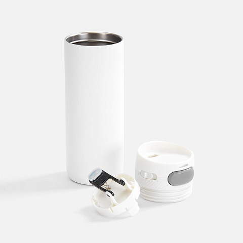 Термостакан X1 с цветной кнопкой, белый с серым - рис 3.