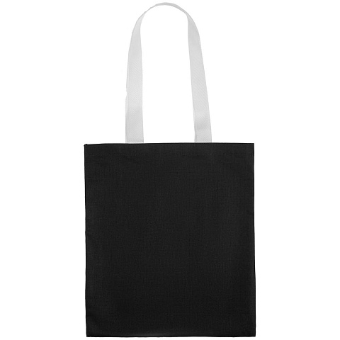 Холщовая сумка BrighTone, черная с белыми ручками - рис 4.