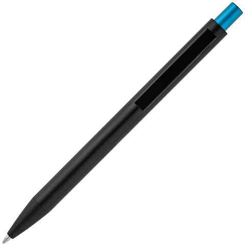 Ручка шариковая Chromatic, черная с голубым - рис 4.