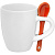 Кофейная кружка Pairy с ложкой, белая с оранжевой - миниатюра - рис 2.