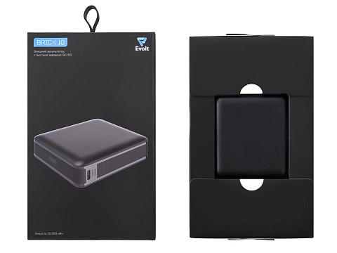 Внешний аккумулятор Brick 10 с быстрой зарядкой QC/PD, 10000 мАч, черный - рис 8.