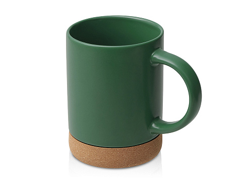 Кружка 450 мл с пробковым дном с крышкой Корк & Бон, глубокий зеленый - рис 5.