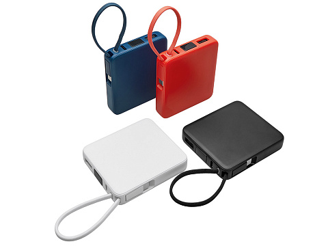 Внешний аккумулятор со встроенным кабелем USB-C Дэнси, 5000 мАч, красный - рис 7.