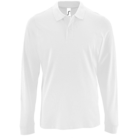 Рубашка поло мужская с длинным рукавом Perfect LSL Men, белая - рис 2.