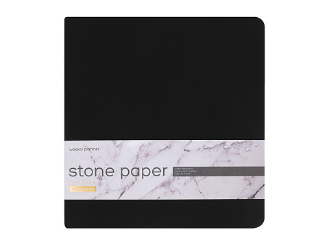 Еженедельник с каменной бумагой А5+ Carrara, черный - рис 2.