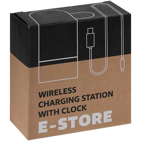 Зарядная станция c часами E-Store для смартфона, часов и наушников, черная - рис 12.