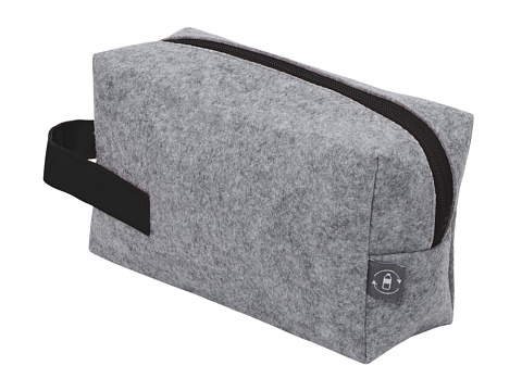 Косметичка из РПЕТ фетра с ручкой Felt, серый с черным - рис 3.