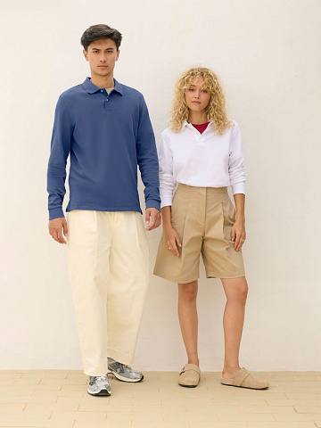 Рубашка поло унисекс с длинным рукавом Pacific LSL, кобальт (темно-синяя) - рис 6.