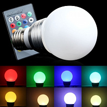 RGB лампочка с пультом управления (16 цветов)