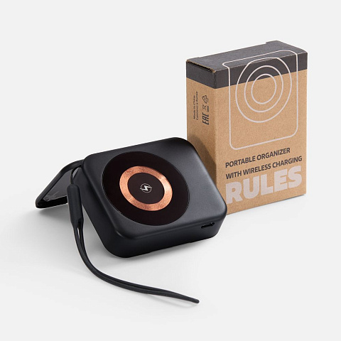 Набор для ухода за гаджетами с беспроводной зарядкой Rules, черный - рис 7.