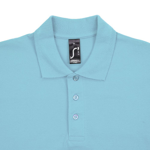 Рубашка поло мужская Spring 210, бирюзовая - рис 4.