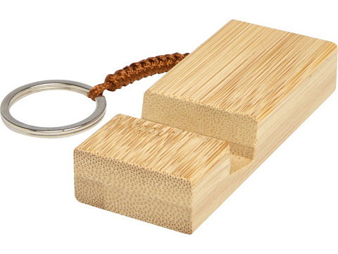 Bosona бамбуковый держатель для мобильного телефона с брелком, натуральный - рис 3.