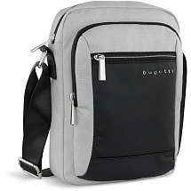 Сумка наплечная мужская BUGATTI СЕРА | SERA, светло-серая, полиэстер, 21х6х26,5 см, 2,5 л