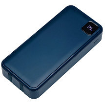 Внешний аккумулятор со встроенными кабелями Фрэйм Про, быстрая зарядка, 20000мач, тёмно-синий