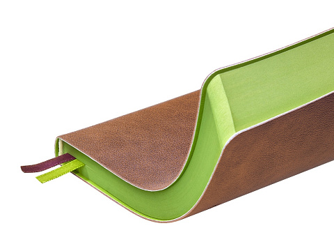 Ежедневник А5 датированный Boston 2026, коричневый с салатовым обрезом - рис 5.