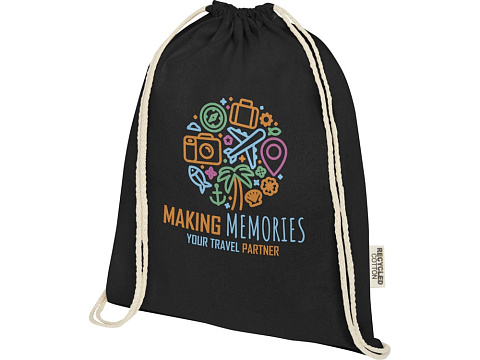 Oregon сумка-кисет из переработанного хлопка, сертифицированного согласно GRS, плотностью 140 г/м² - сплошной черный - рис 6.