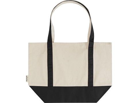 Sam эко- сумка из переработанного хлопка, сертифицированного согласно GRS, плотностью 320 г/м² - сплошной черный / Натуральный - рис 3.