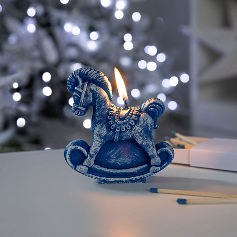 Свеча фигурная «Лошадка-качалка», синяя - рис 6.