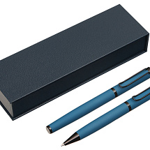 Подарочный набор из 2-х ручек Black Lama soft-touch, темно-синий