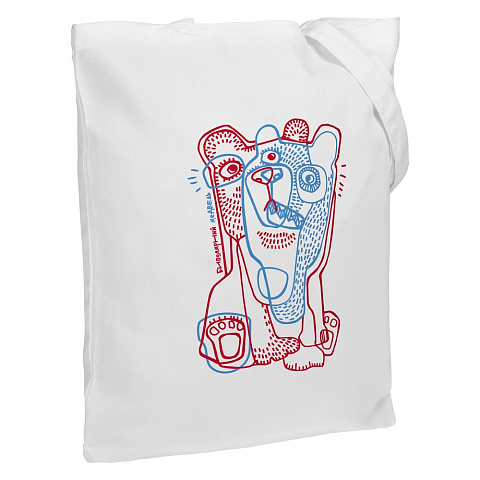 Холщовая сумка «Биполярный медведь», молочно-белая - рис 2.