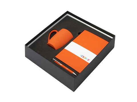 Подарочный набор с блокнотом С3, металлической ручкой и кружкой, оранжевый - рис 2.